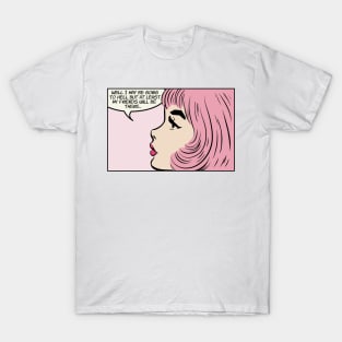 Retro Pop Art Comic Girl Pink Hair 1950s Vintage T-Shirt